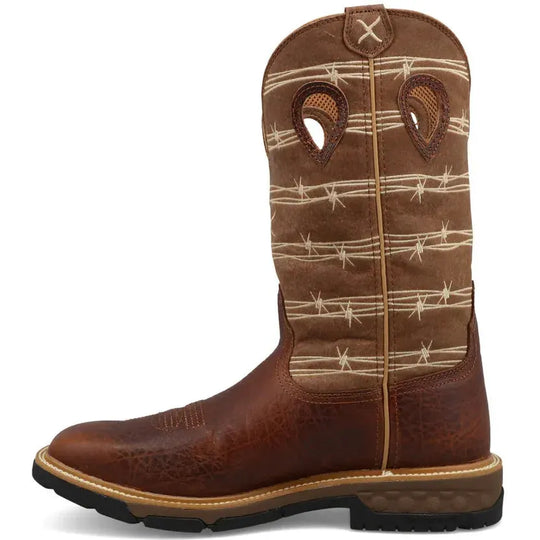 Twisted X Men's CellStretch 12" Square Toe Western Work Boot - Tan - MXB0010 - Overlook Boots