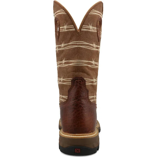 Twisted X Men's CellStretch 12" Square Toe Western Work Boot - Tan - MXB0010 - Overlook Boots