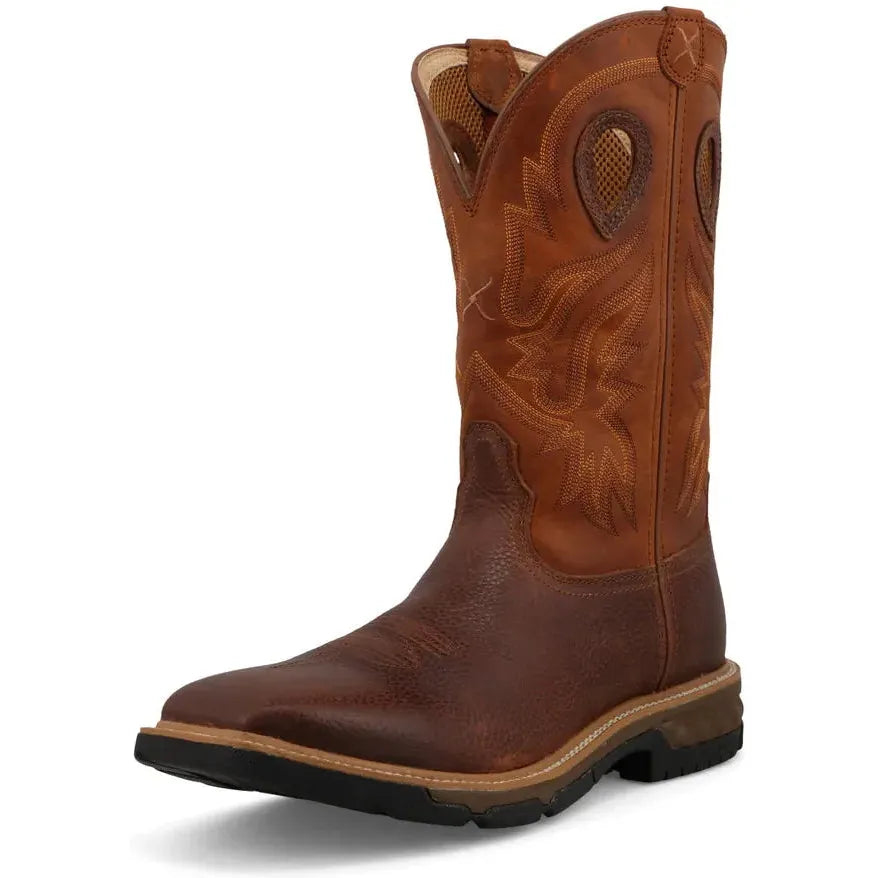 Twisted X Men's 12" Square Toe Western Work Boot  - Ginger & Rust  - MXB0011