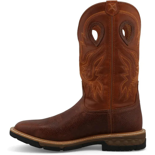 Twisted X Men's 12" Square Toe Western Work Boot - Ginger & Rust - MXB0011 - Overlook Boots