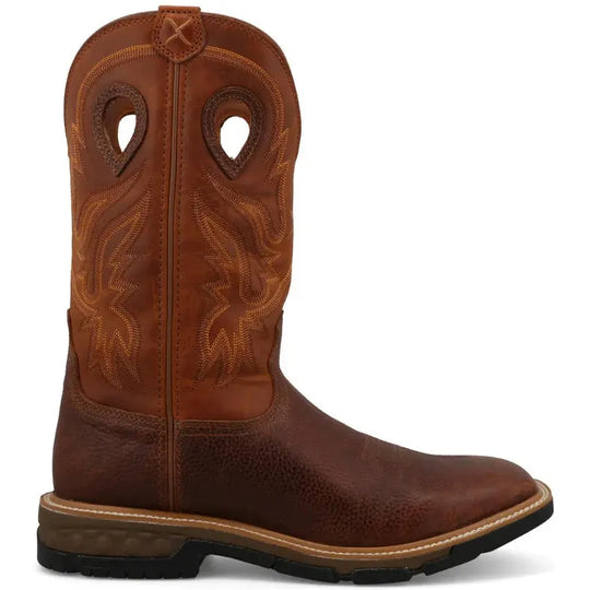 Twisted X Men's 12" Square Toe Western Work Boot - Ginger & Rust - MXB0011 7 / Medium / Brown - Overlook Boots