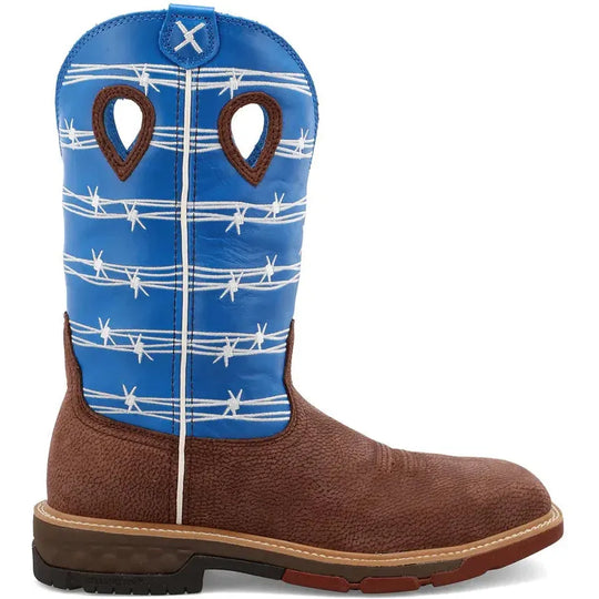 Twisted X Men's CellStretch 12" Alloy Toe Western Work Boot - Blue - MXBA001 7 / Medium / Brown - Overlook Boots