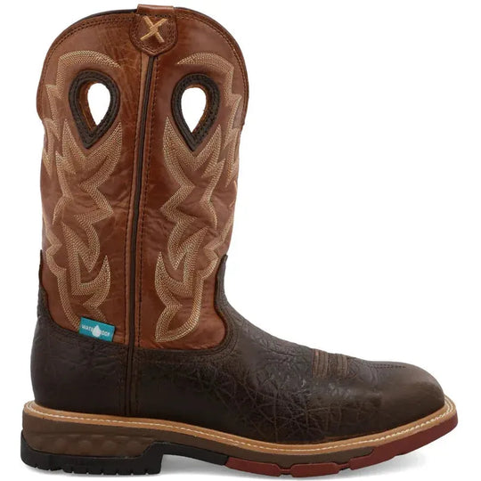 Twisted X Men's CellStretch 12" Alloy Toe Western Work Boot - Chocolate - MXBAW02 7 / Medium / Brown - Overlook Boots