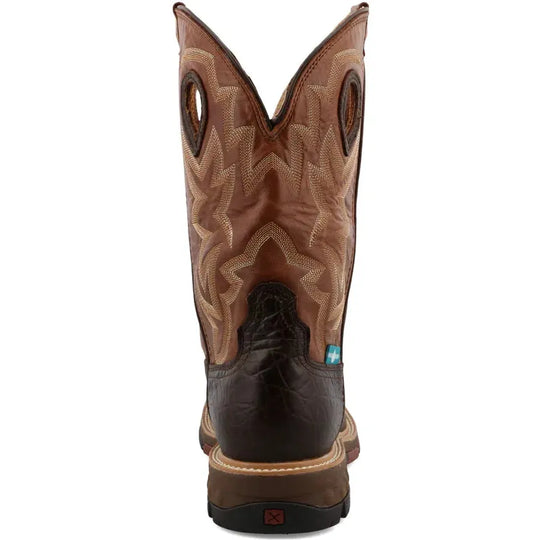 Twisted X Men's CellStretch 12" Alloy Toe Western Work Boot - Chocolate - MXBAW02 - Overlook Boots