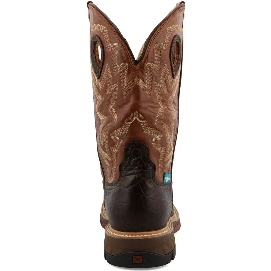 Twisted X Men's CellStretch 12" Alloy Toe Western Work Boot - Chocolate - MXBAW02