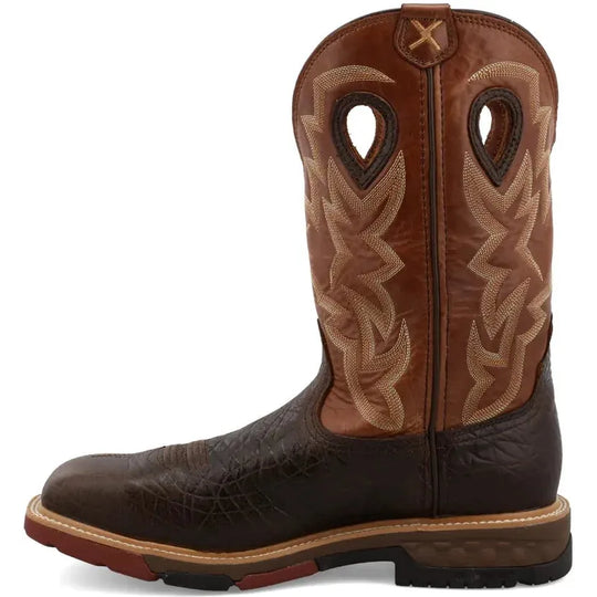 Twisted X Men's CellStretch 12" Alloy Toe Western Work Boot - Chocolate - MXBAW02 - Overlook Boots
