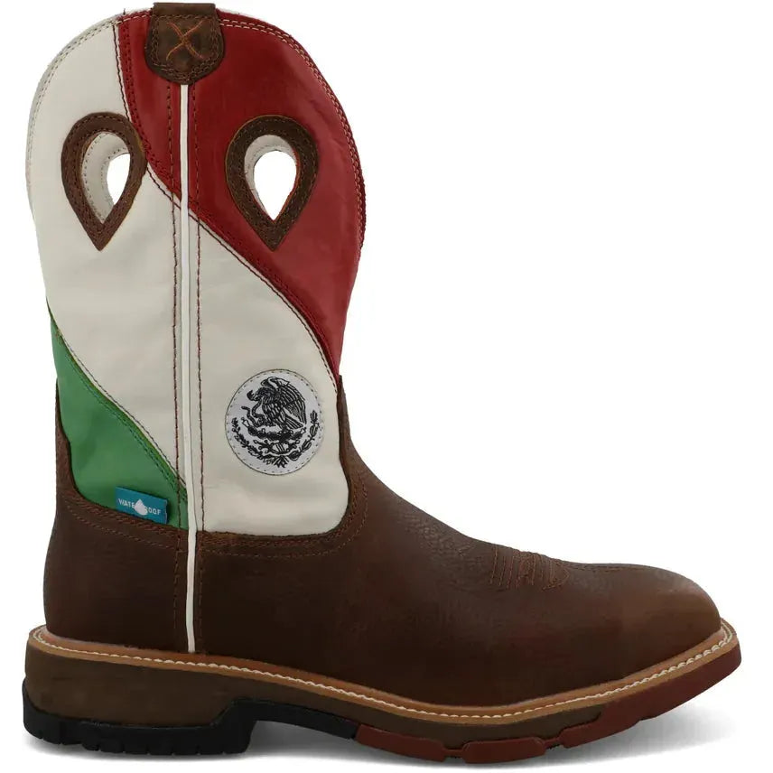 Twisted X Men's 11" Alloy Toe Waterproof Pull On Western Work Boot - Brown - MXBAW03