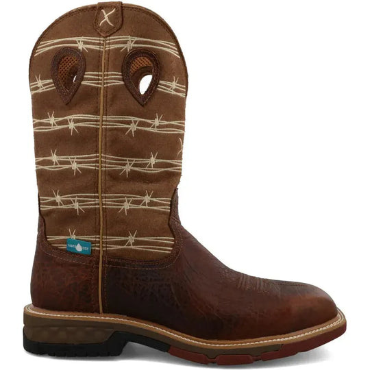 Twisted X Men's CellStretch 12" Alloy Toe Waterproof Western Work Boot - Brown - MXBAW05 7 / Medium / Brown - Overlook Boots