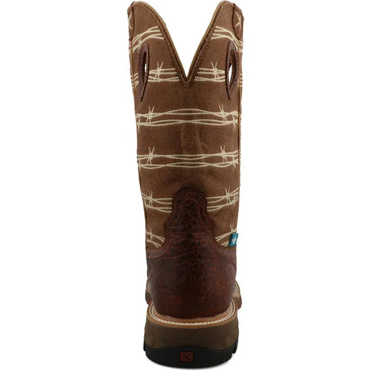Twisted X Men's CellStretch 12" Alloy Toe Waterproof Western Work Boot - Brown - MXBAW05 - Overlook Boots