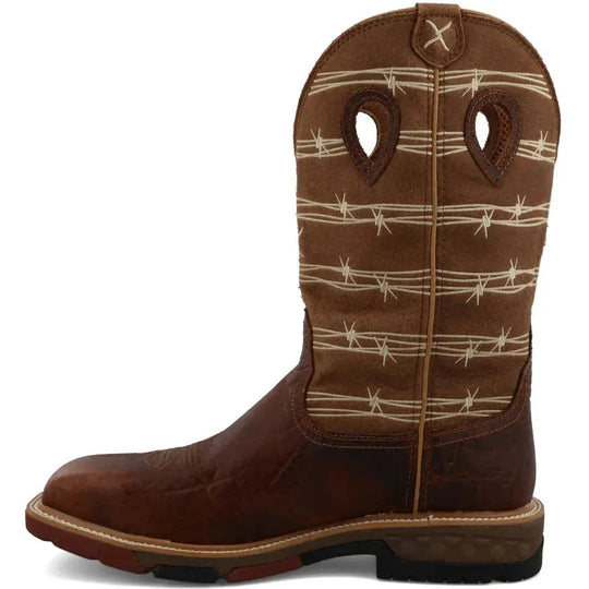 Twisted X Men's CellStretch 12" Alloy Toe Waterproof Western Work Boot - Brown - MXBAW05 - Overlook Boots
