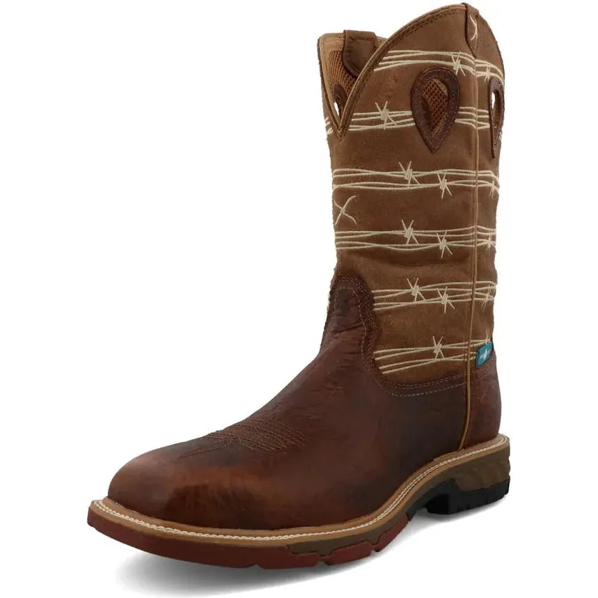 Twisted X Men's CellStretch 12" Alloy Toe Waterproof Western Work Boot - Brown - MXBAW05