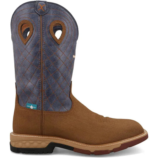 Twisted X Men's CellStretch 12" Alloy Toe Waterproof Western Work Boot - Clay - MXBAW06 7 / Medium / Brown - Overlook Boots