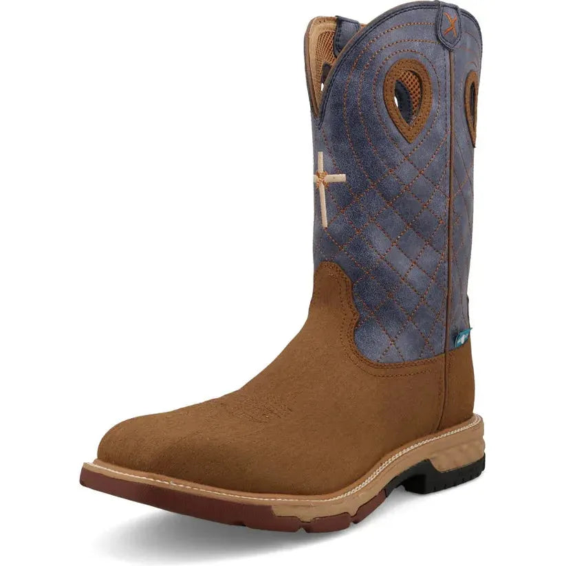 Twisted X Men's CellStretch 12" Alloy Toe Waterproof Western Work Boot - Clay - MXBAW06