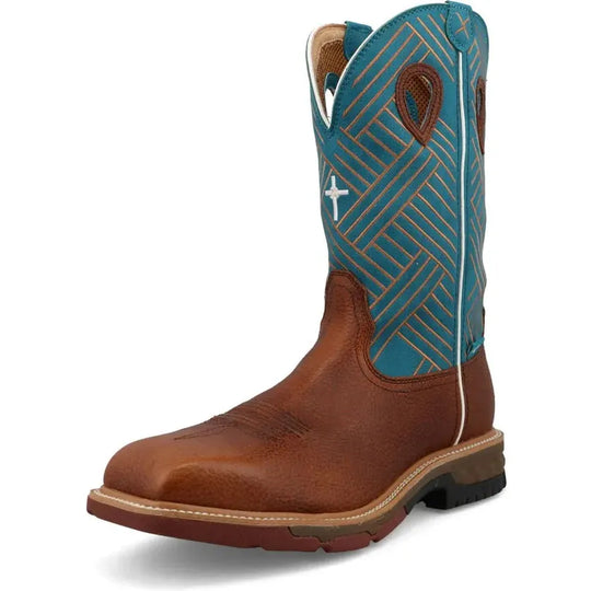Twisted X Men's LeatherTWX 12" Alloy Toe Waterproof Western Work Boot - Sequoia - MXBAW07 - Overlook Boots