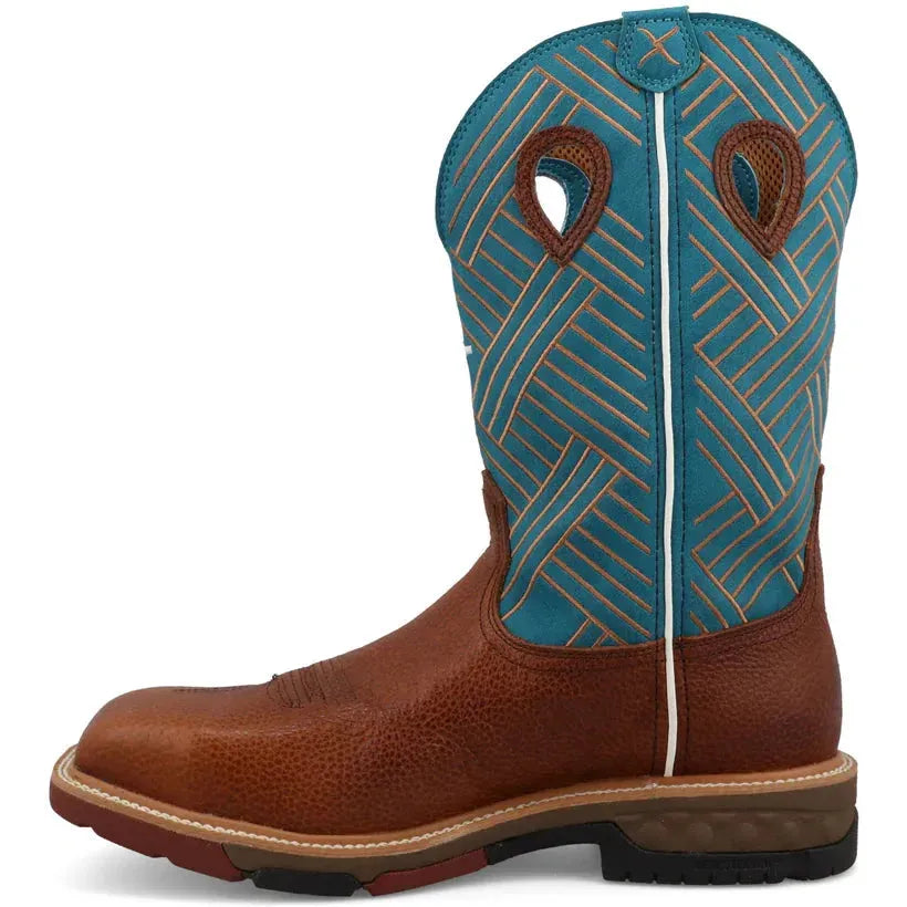 Twisted X Men's LeatherTWX 12" Alloy Toe Waterproof Western Work Boot - Sequoia - MXBAW07