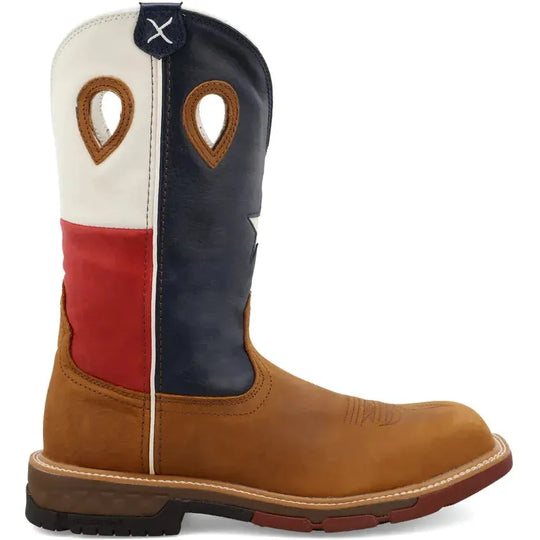 Twisted X Men's CellStretch 12" Comp Toe Pull On Western Work Boot - Brown - MXBN004 7 / Medium / Brown - Overlook Boots