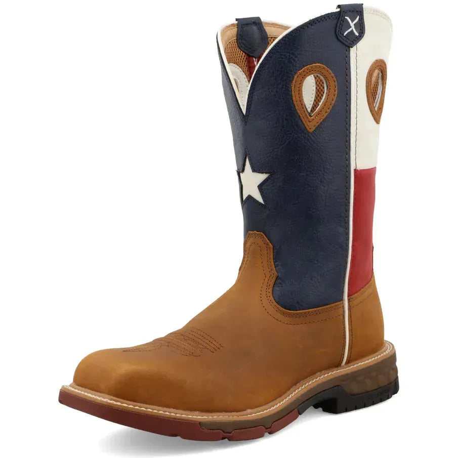 Twisted X Men's CellStretch 12" Comp Toe Pull On Western Work Boot - Brown - MXBN004