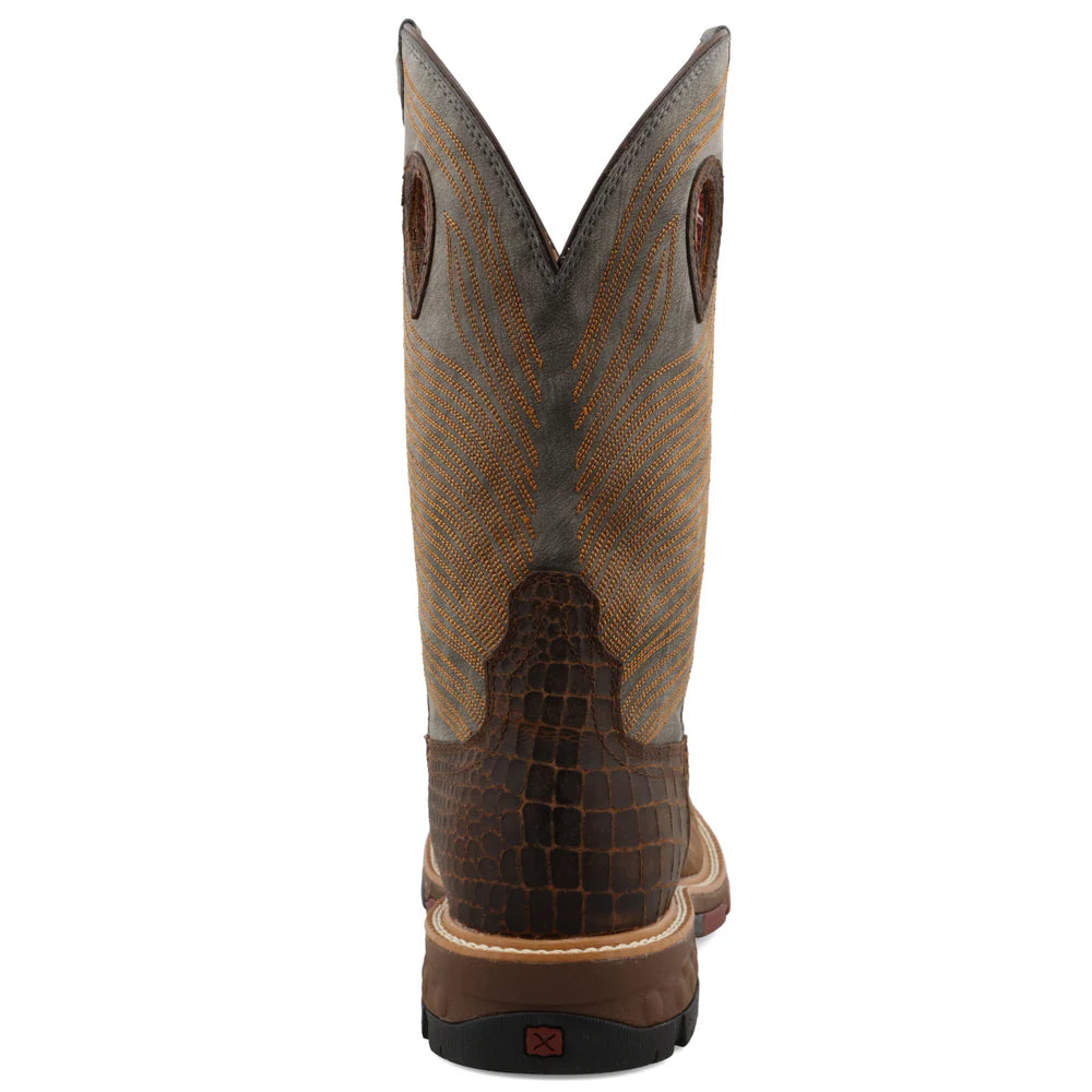 Twisted X Men's CellStretch 12" Square Toe Pull On Western Work Boot - Brown - MXBN005