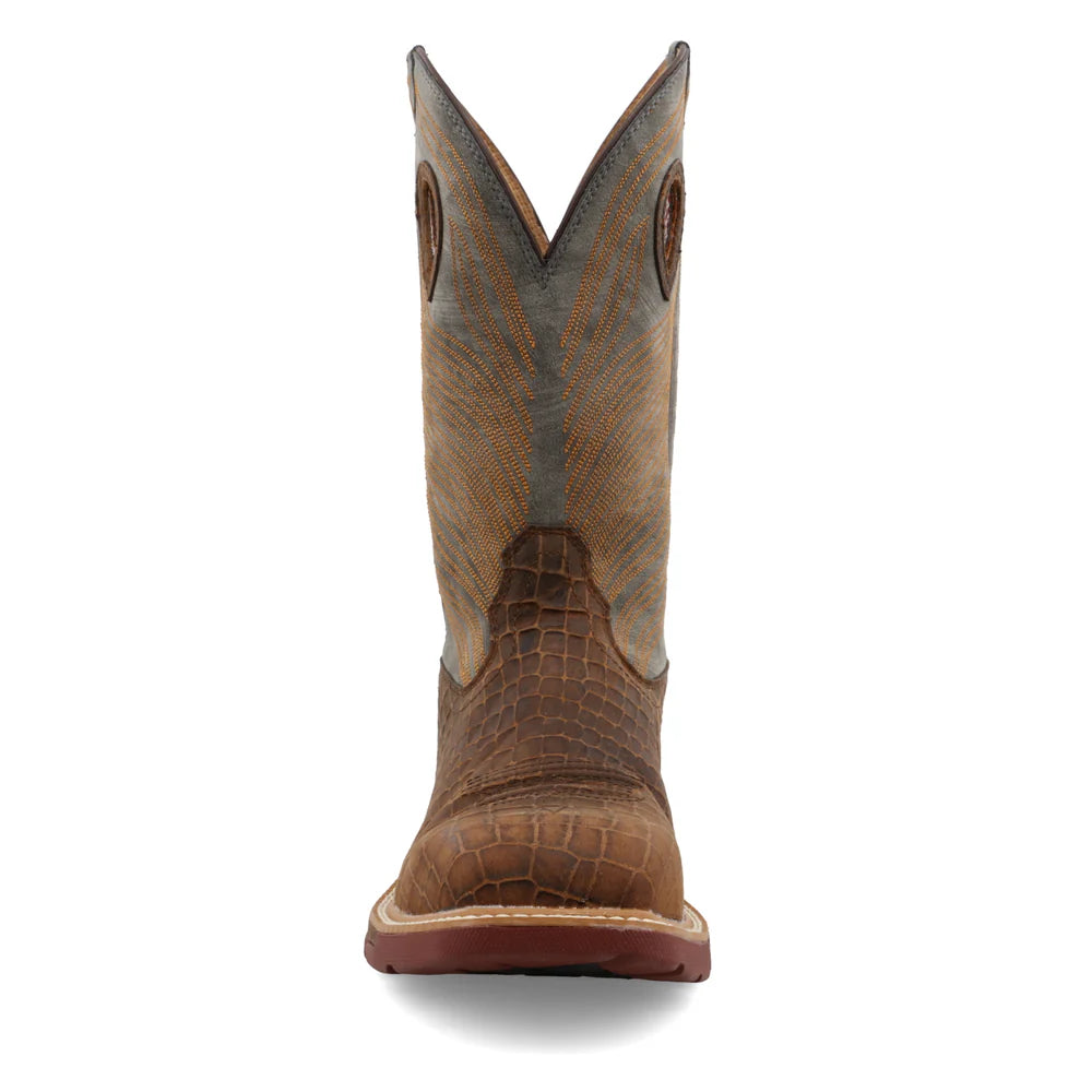 Twisted X Men's CellStretch 12" Square Toe Pull On Western Work Boot - Brown - MXBN005