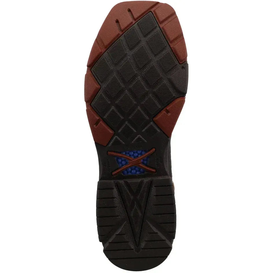 Twisted X Men's  12" Square Toe Pull On Western Work Boot - Brown - MXBN008