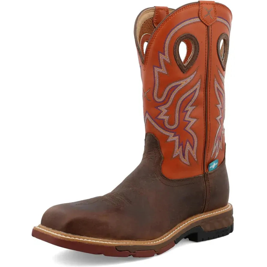 Twisted X Men's CellStretch 12" Comp Toe Waterproof Western Work Boot - Brown - MXBNW03