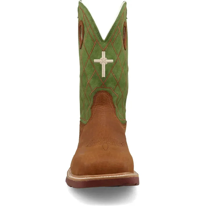 Twisted X Men's CellStretch 12" Comp Toe Waterproof Western Work Boot - Green - MXBNW07