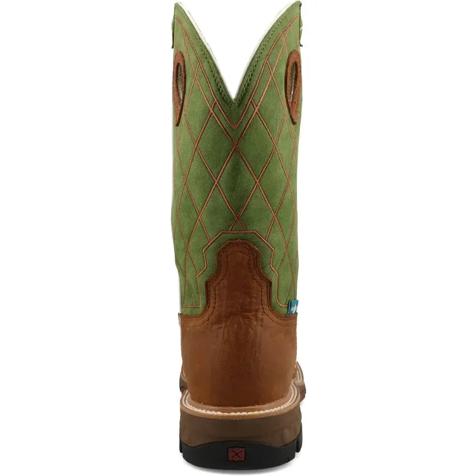 Twisted X Men's CellStretch 12" Comp Toe Waterproof Western Work Boot - Green - MXBNW07