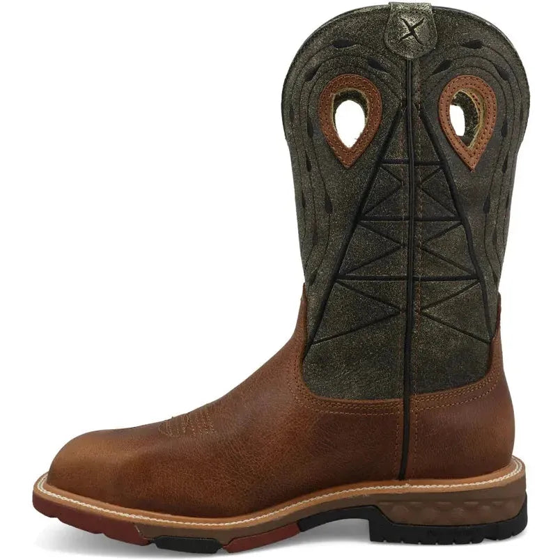 Twisted X Men's 12" Comp Toe Waterproof Western Work Boot - Olive - MXBNW11