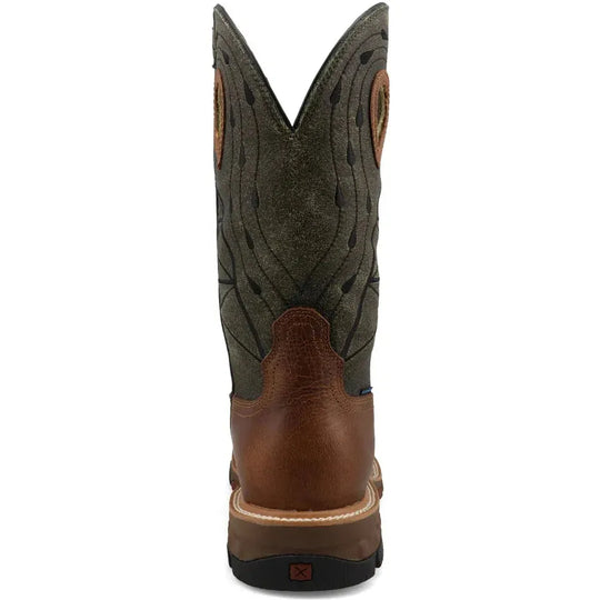 Twisted X Men's 12" Comp Toe Waterproof Western Work Boot - Olive - MXBNW11 - Overlook Boots