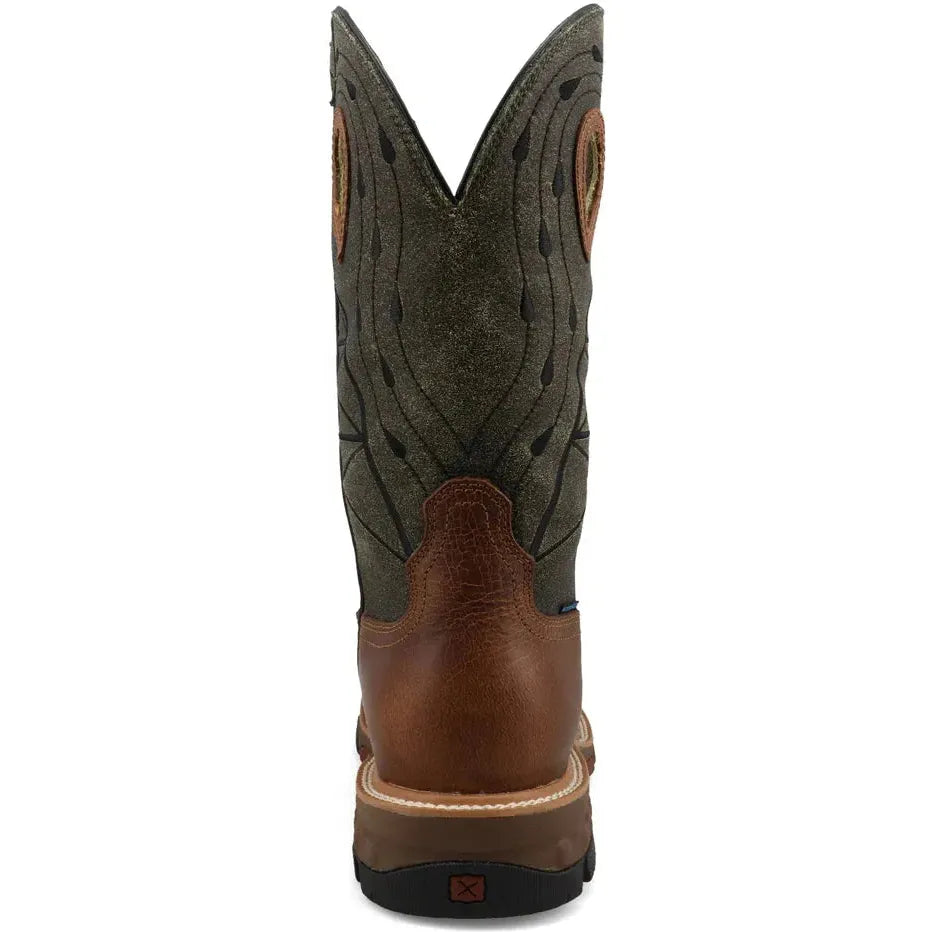 Twisted X Men's 12" Comp Toe Waterproof Western Work Boot - Olive - MXBNW11