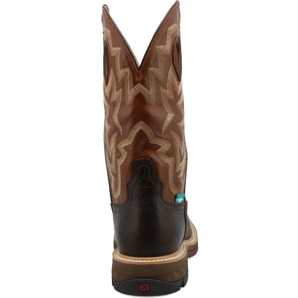 Twisted X Men's CellStretch 12" Comp Toe Waterproof Western Work Boot - Chocolate - MXBW002