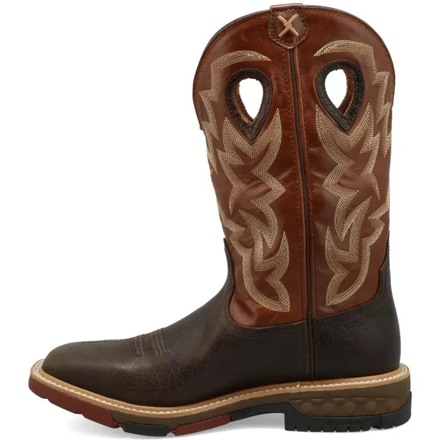 Twisted X Men's CellStretch 12" Comp Toe Waterproof Western Work Boot - Chocolate - MXBW002