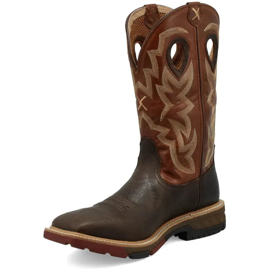 Twisted X Men's CellStretch 12" Comp Toe Waterproof Western Work Boot - Chocolate - MXBW002