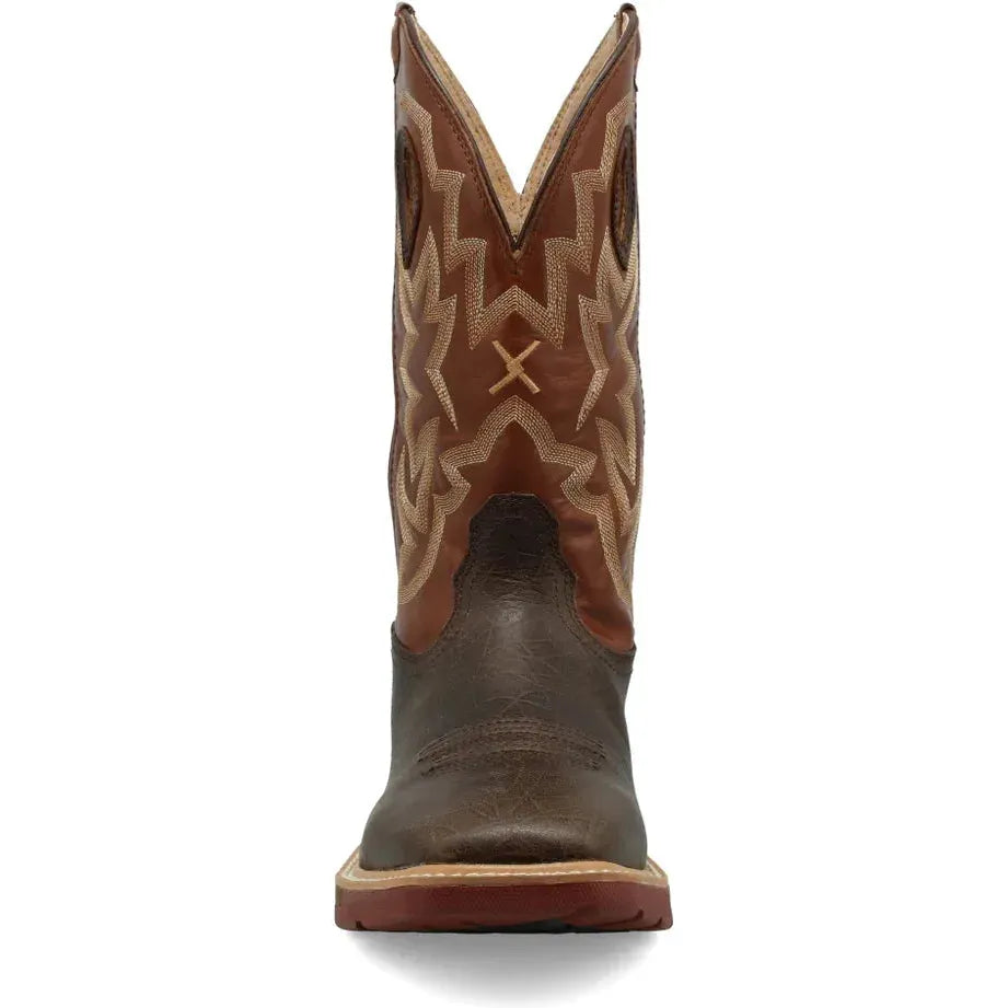 Twisted X Men's CellStretch 12" Comp Toe Waterproof Western Work Boot - Chocolate - MXBW002