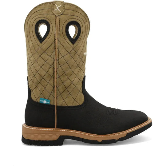 Twisted X Men's CellStretch 12" Comp Toe Waterproof Western Work Boot - Kiwi - MXBW007 7 / Medium / Black - Overlook Boots