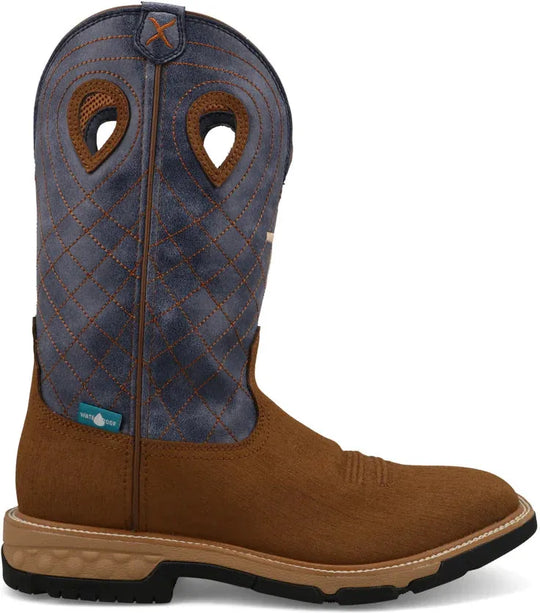 Twisted X Men's CellStretch 12" Square Toe Waterproof Western Work Boot - Clay - MXBW008 7 / Medium / Brown - Overlook Boots