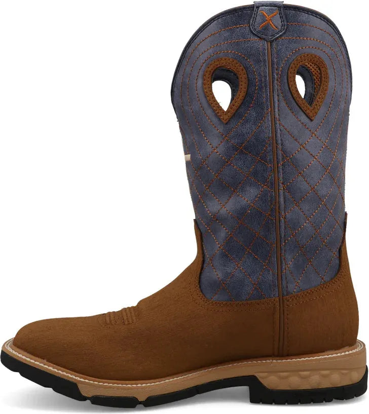 Twisted X Men's CellStretch 12" Square Toe Waterproof Western Work Boot - Clay - MXBW008
