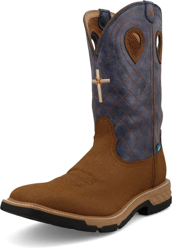 Twisted X Men's CellStretch 12" Square Toe Waterproof Western Work Boot - Clay - MXBW008