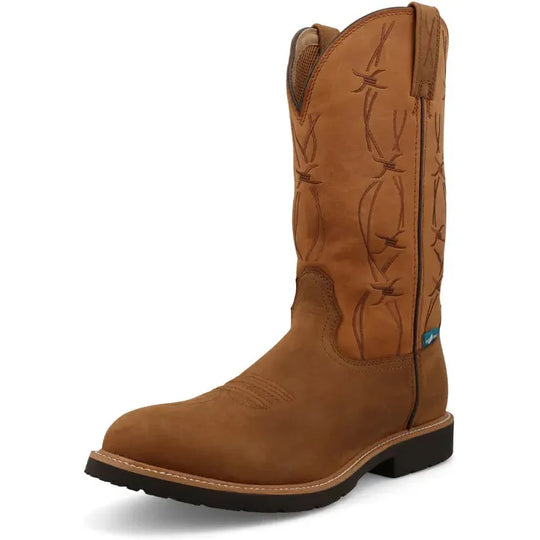 Twisted X Men's CellStretch 12" Round Toe Waterproof Western Work Boot - Brown - MXBW009 - Overlook Boots