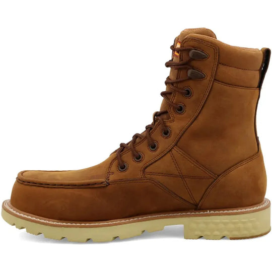 Twisted X Men's CellStretch 8" Comp Toe Waterproof Laces Work Boot - Saddle - MXCNW03 - Overlook Boots