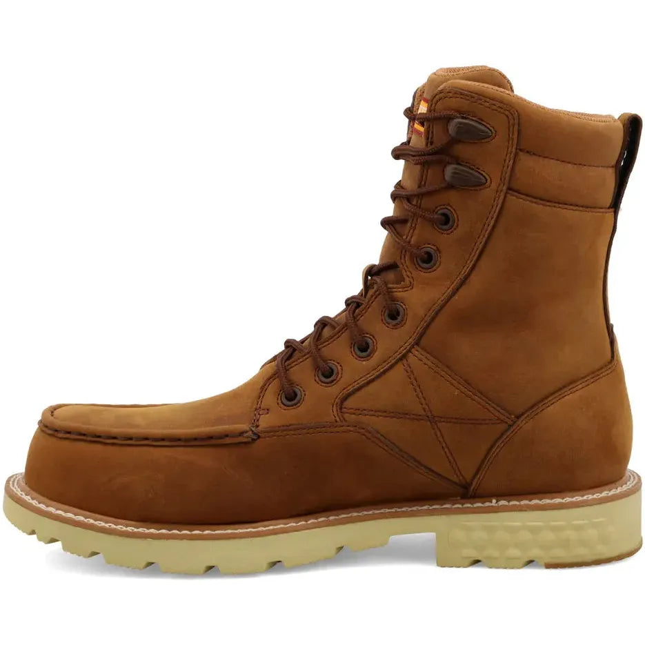 Twisted X Men's CellStretch 8" Comp Toe Waterproof Laces Work Boot - Saddle - MXCNW03