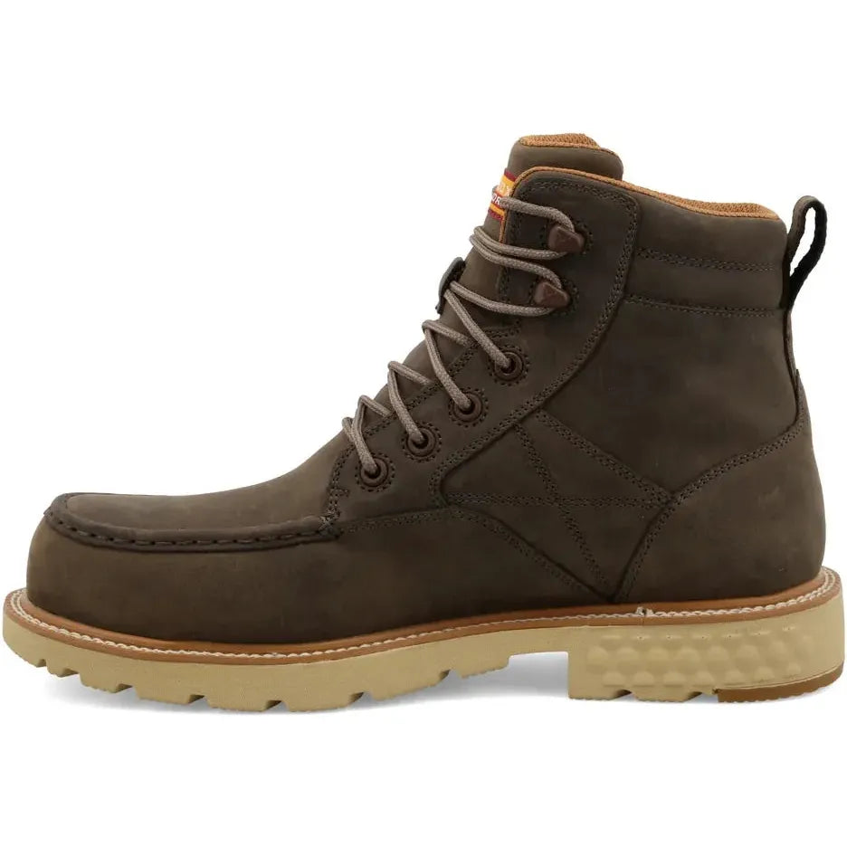 Twisted X Men's CellStretch 6" Comp Toe Waterproof Laces Work Boot - Shitake - MXCNW06