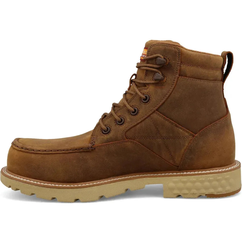 Twisted X Men's CellStretch 6" Comp Toe Waterproof Laces Work Boot - Tan - MXCNW08