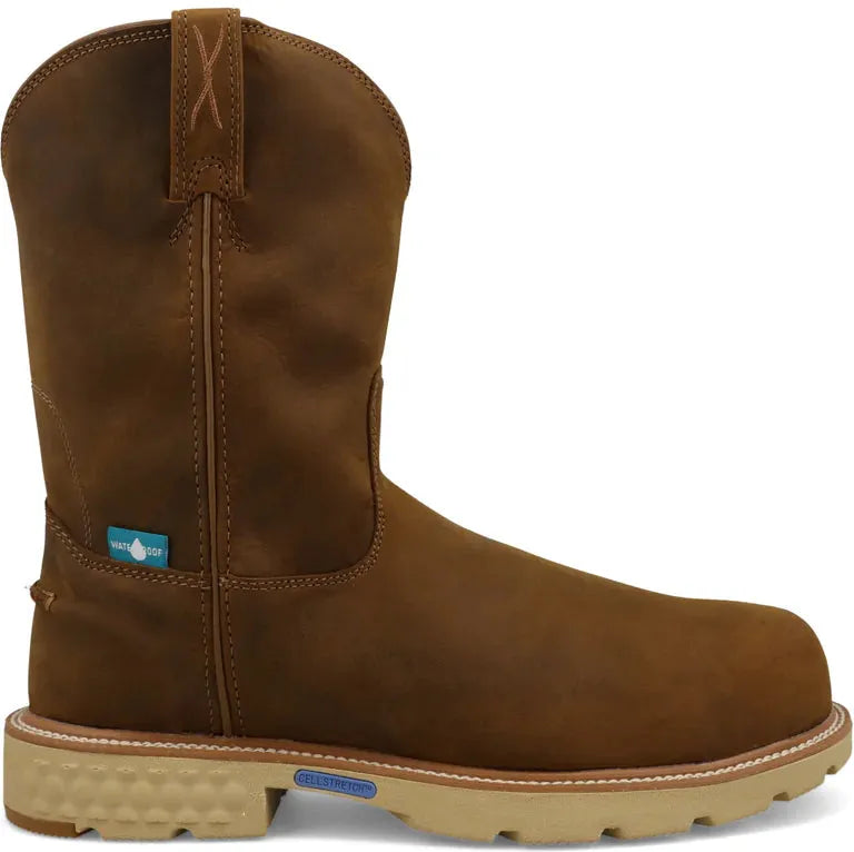 Twisted X Men's CellStretch 10" Comp Toe Waterproof Work Boot- Saddle- MXCNWM1