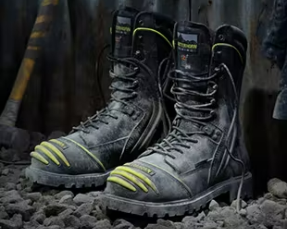 pair of mining boots