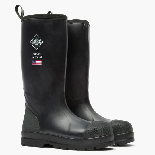 Muck Chore Flex Men's 15" Steel Toe Waterproof Rubber Work Boot - Black - MCHSDP00