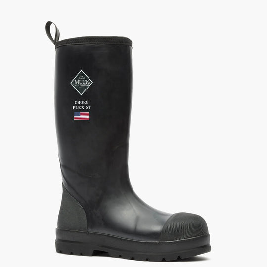 Muck Chore Flex Men's 15" Steel Toe Waterproof Rubber Work Boot - Black - MCHSDP00