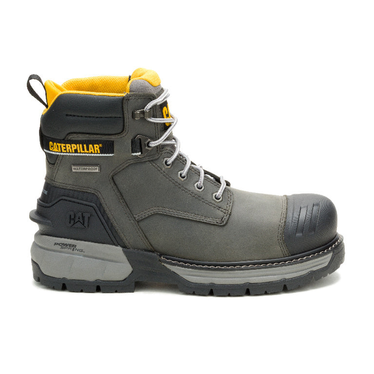 Cat Men's Excavator PowerSpring 6" WP Comp Toe Work Boot - Grey - P91824 6 / Medium / Grey - Overlook Boots
