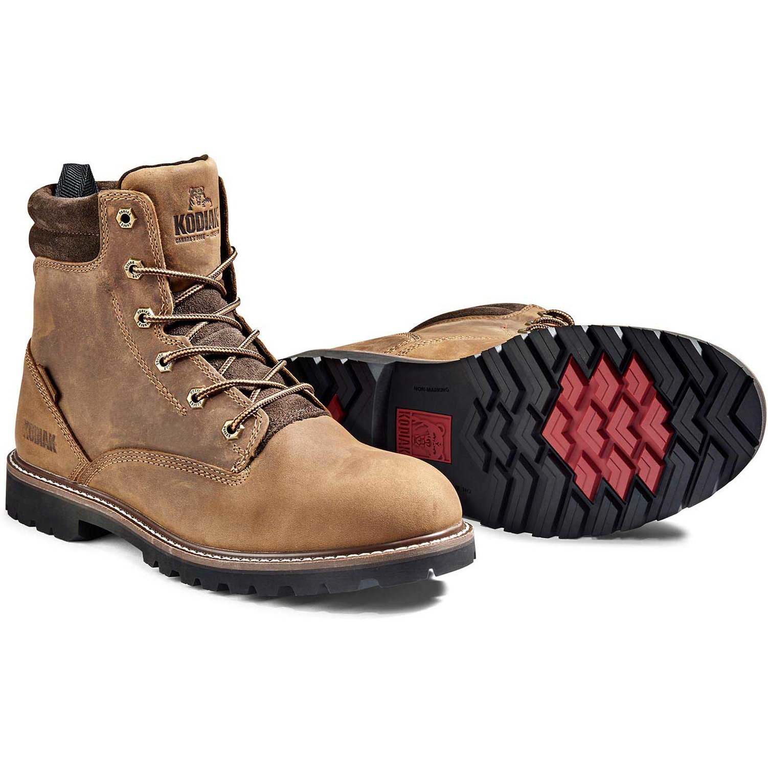 Kodiak Men's Mckinney 6" WP Slip Resist Safety Work Boot -Brown- 4TDQBN  - Overlook Boots