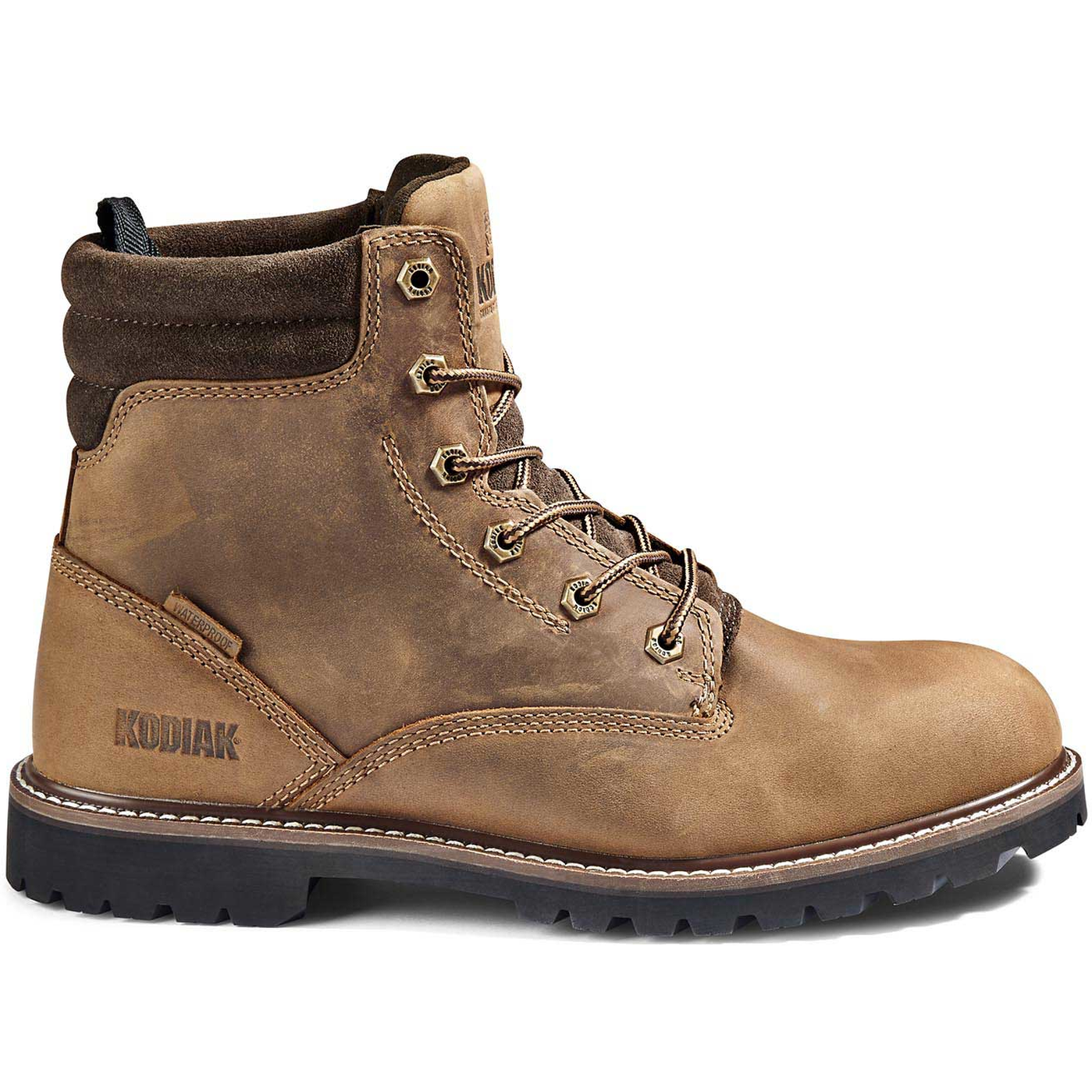Kodiak Men's Mckinney 6" WP Slip Resist Safety Work Boot -Brown- 4TDQBN 7 / Wide / Brown - Overlook Boots
